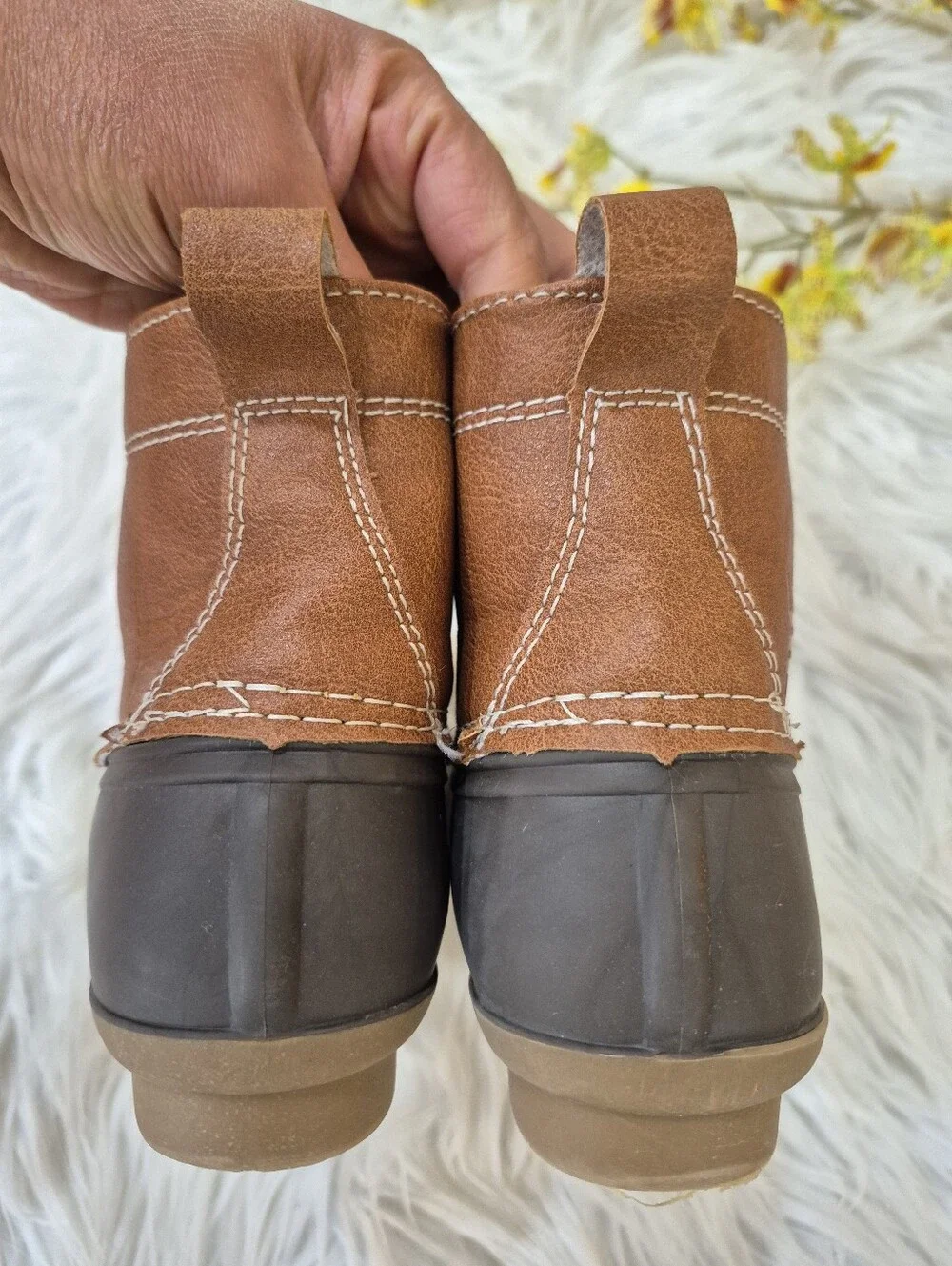 London Fog Kids Two-Tone Brown Duck Boots with Black Laces